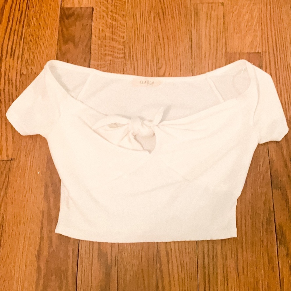 white cropped front-tie top